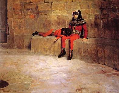 Edward V, King of England and Richard of Shrewsbury, Duke of York held captive in the tower of London, 1483,   by Jean-Paul-Laurents (1838-1921), painted in 1897 (as "Hostages"), Museum of Fine Arts, Lyon.